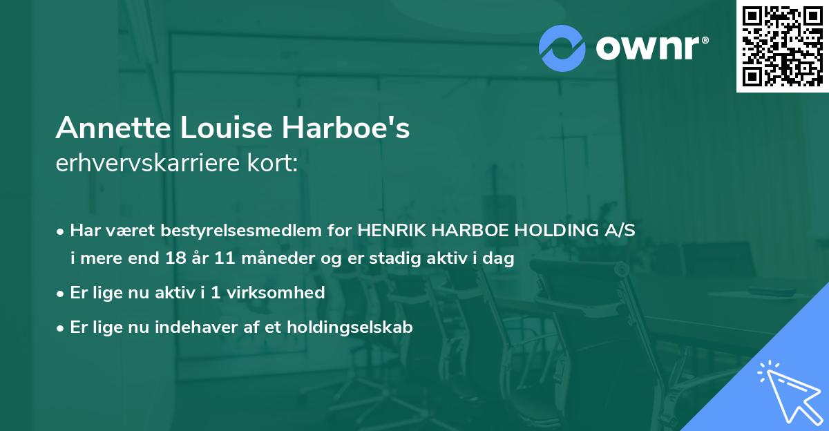 Annette Louise Harboe's erhvervskarriere kort