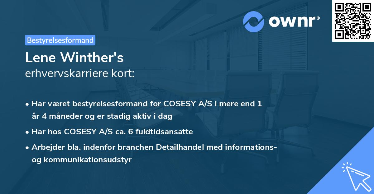 Lene Winther's erhvervskarriere kort
