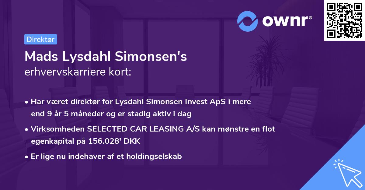 Mads Lysdahl Simonsen's erhvervskarriere kort