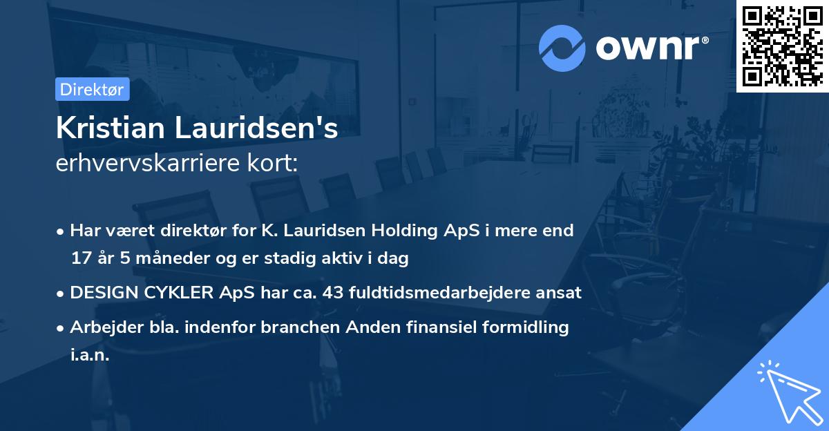 Kristian Lauridsen's erhvervskarriere kort