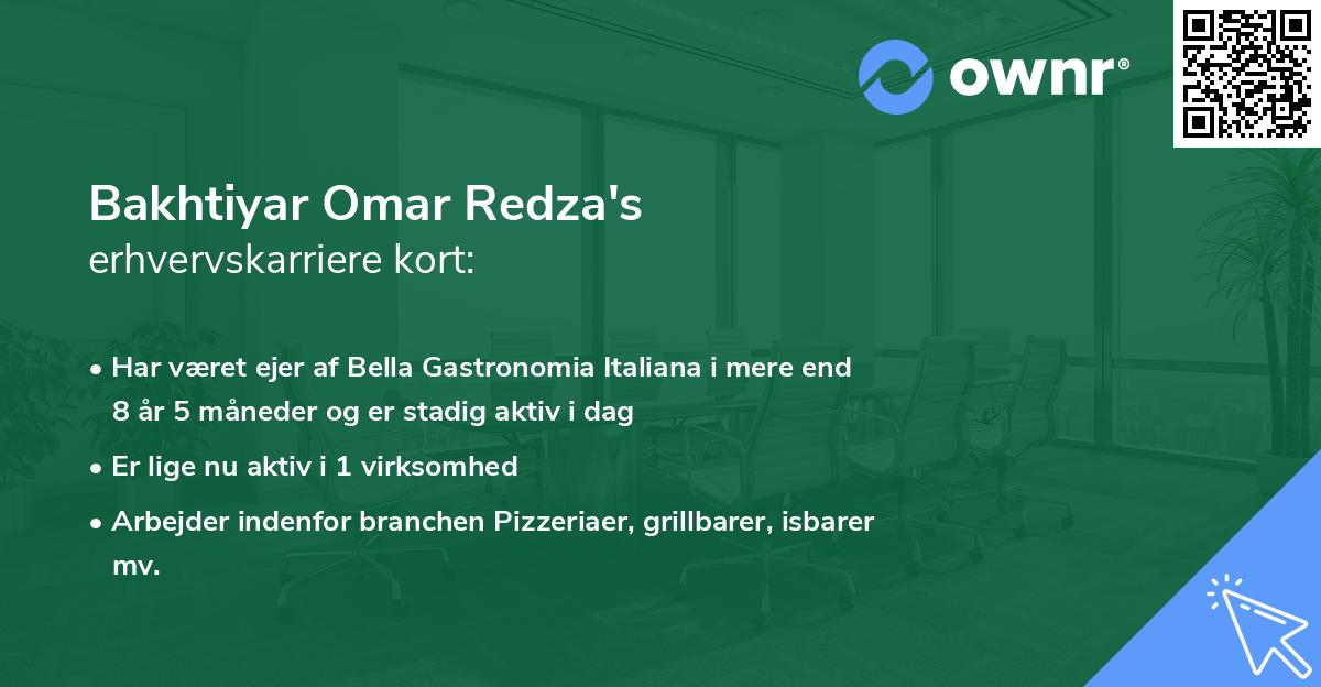 Bakhtiyar Omar Redza's erhvervskarriere kort