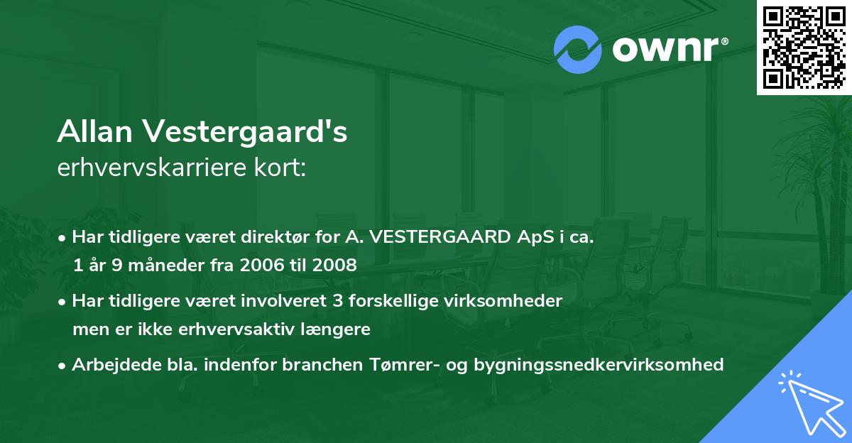 Allan Vestergaard's erhvervskarriere kort