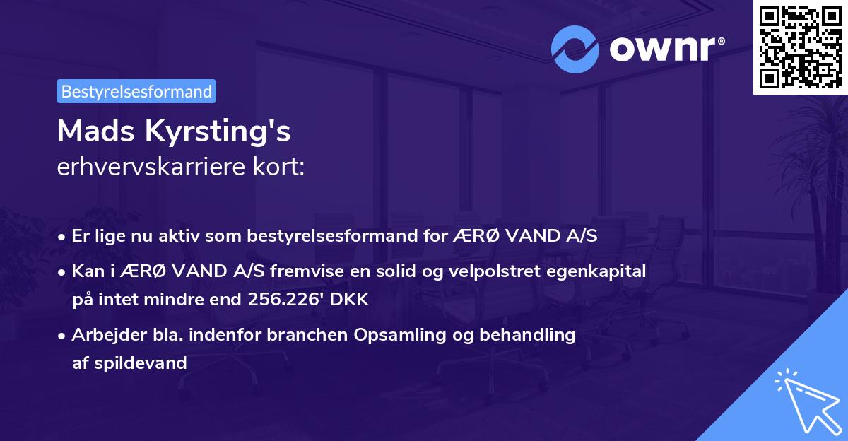 Mads Kyrsting's erhvervskarriere kort