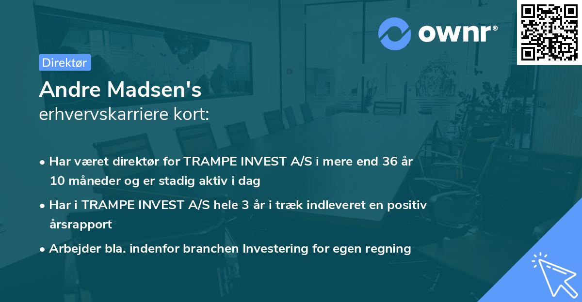 Andre Madsen's erhvervskarriere kort