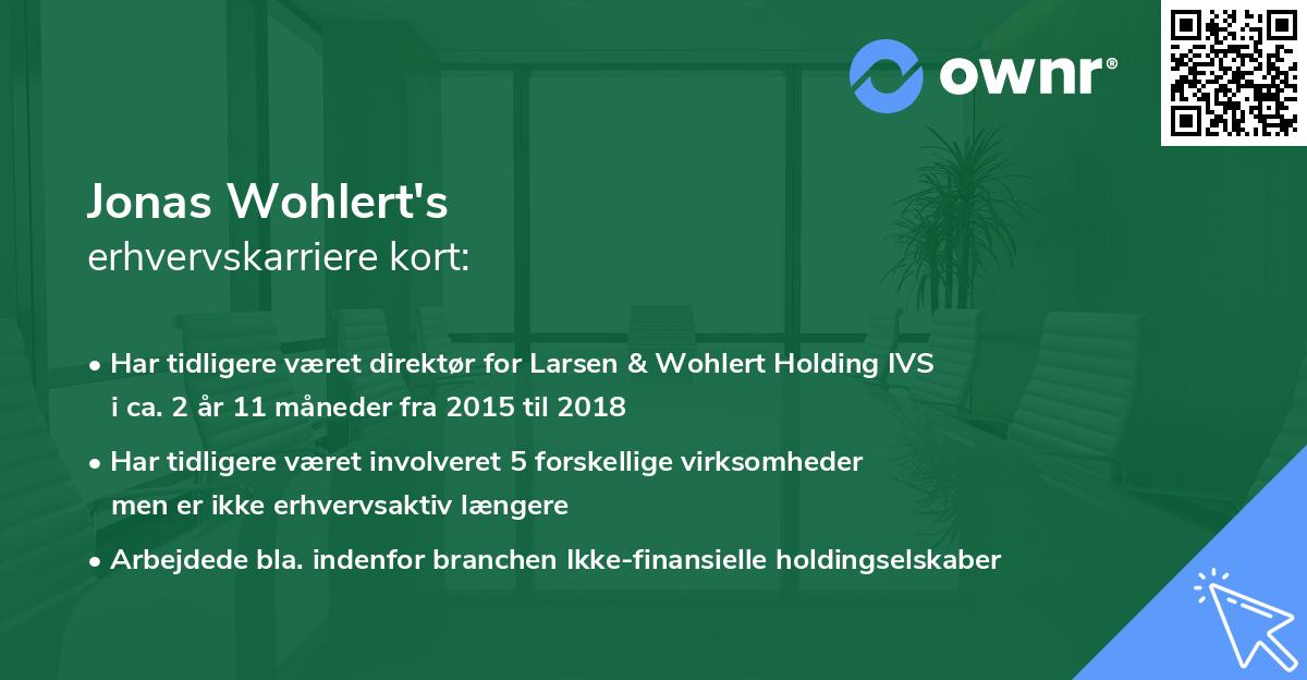 Jonas Wohlert's erhvervskarriere kort