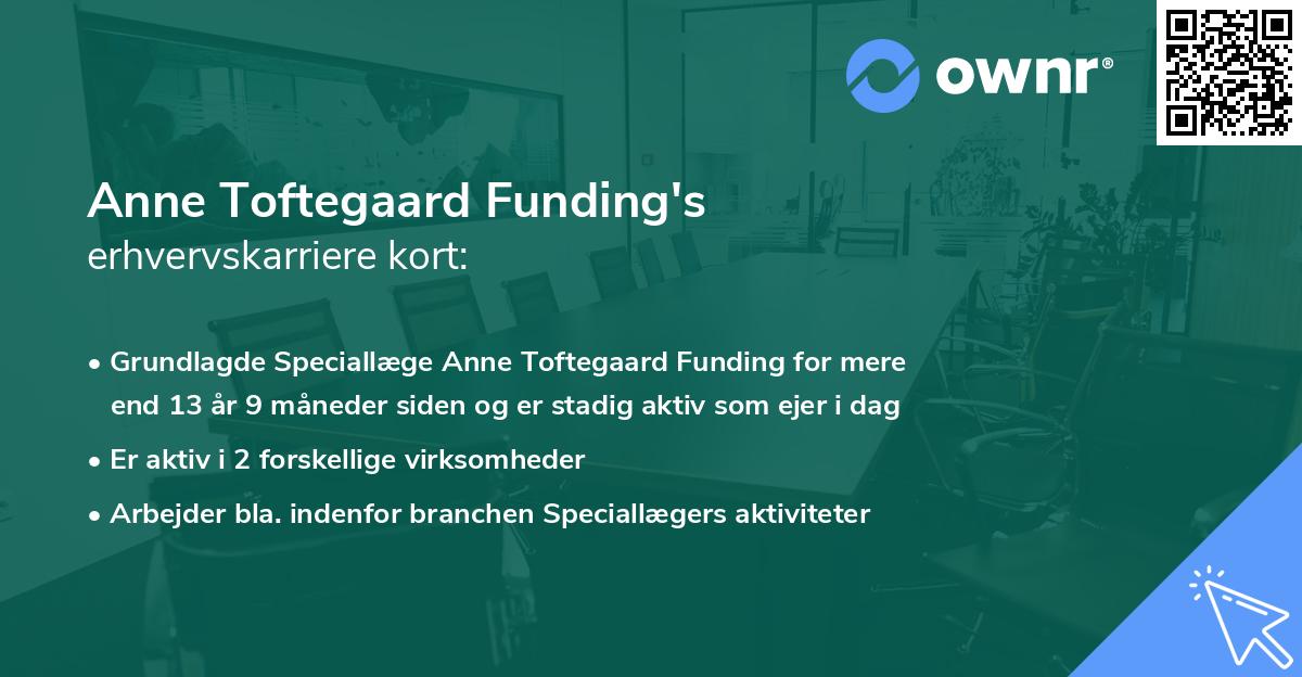 Anne Toftegaard Funding's erhvervskarriere kort