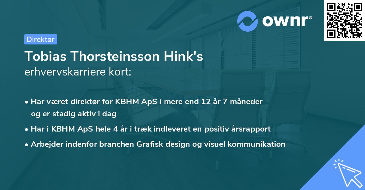 Tobias Thorsteinsson Hink's erhvervskarriere kort