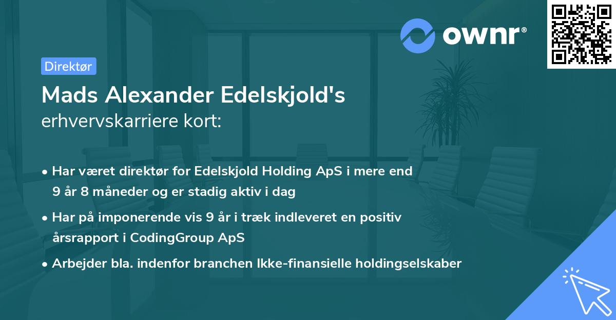 Mads Alexander Edelskjold's erhvervskarriere kort