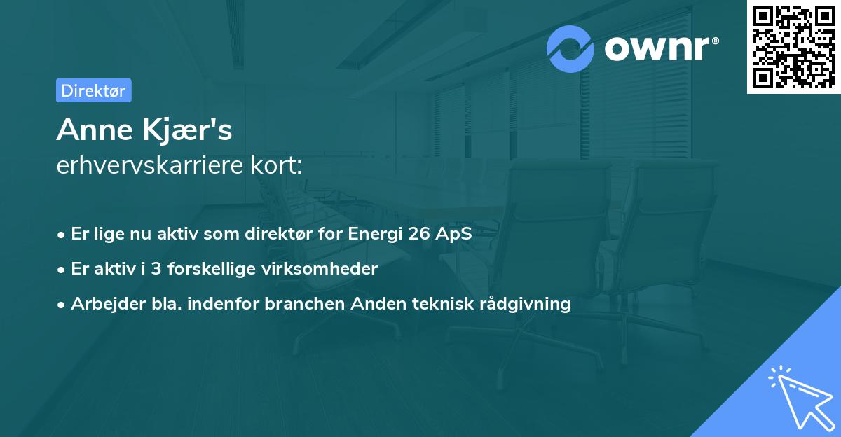 Anne Kjær's erhvervskarriere kort