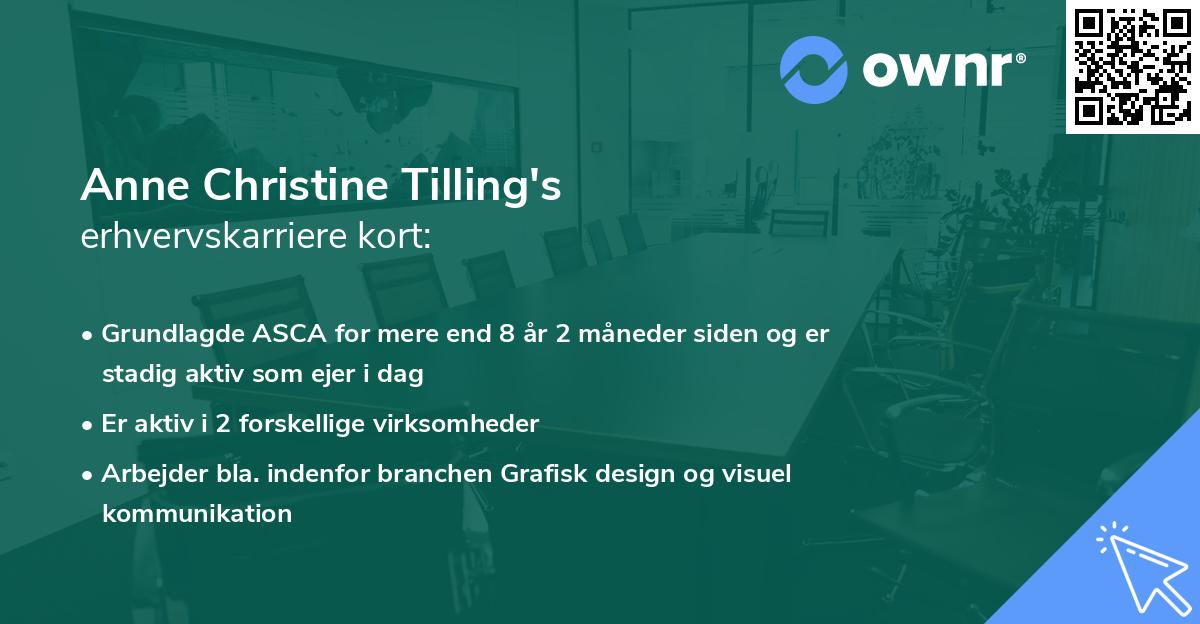 Anne Christine Tilling's erhvervskarriere kort