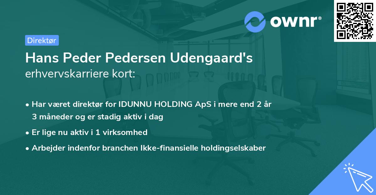 Hans Peder Pedersen Udengaard's erhvervskarriere kort