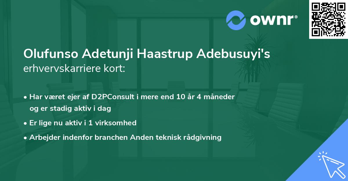 Olufunso Adetunji Haastrup Adebusuyi's erhvervskarriere kort