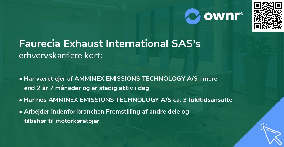 Faurecia Exhaust International SAS's erhvervskarriere kort