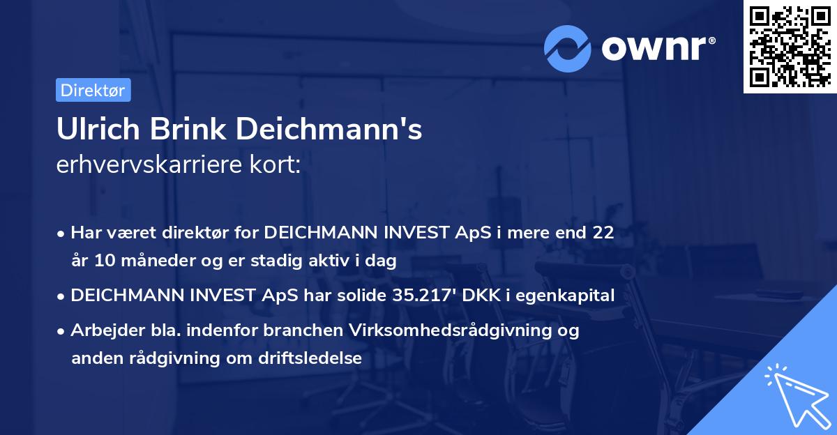 Ulrich Brink Deichmann's erhvervskarriere kort