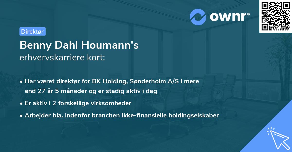 Benny Dahl Houmann's erhvervskarriere kort