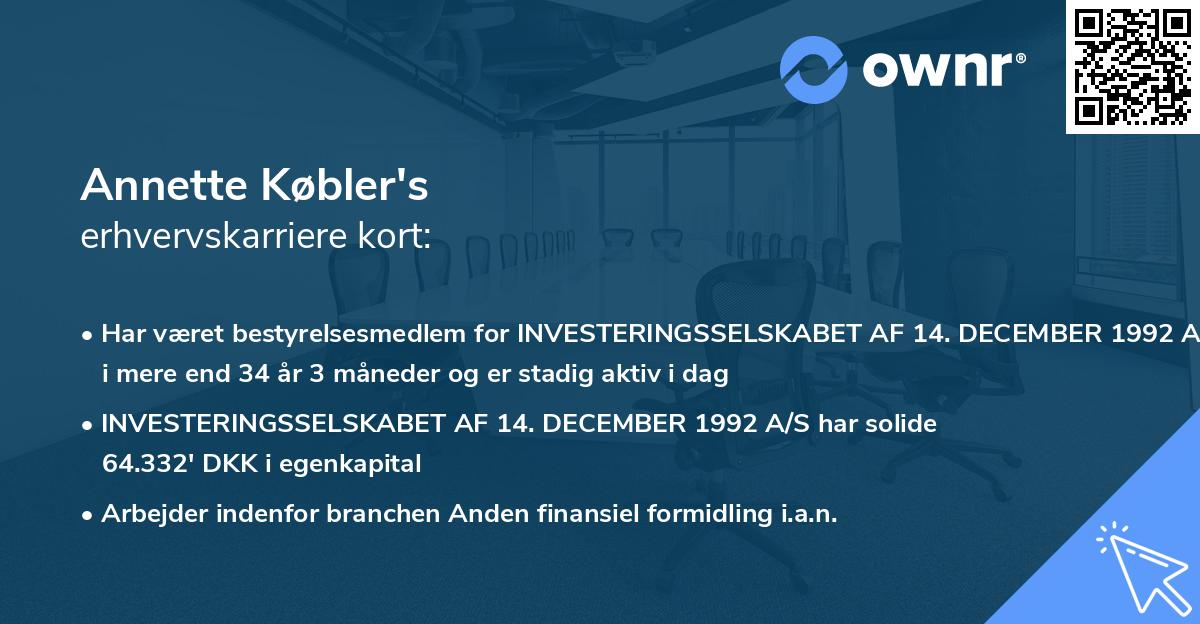 Annette Købler's erhvervskarriere kort