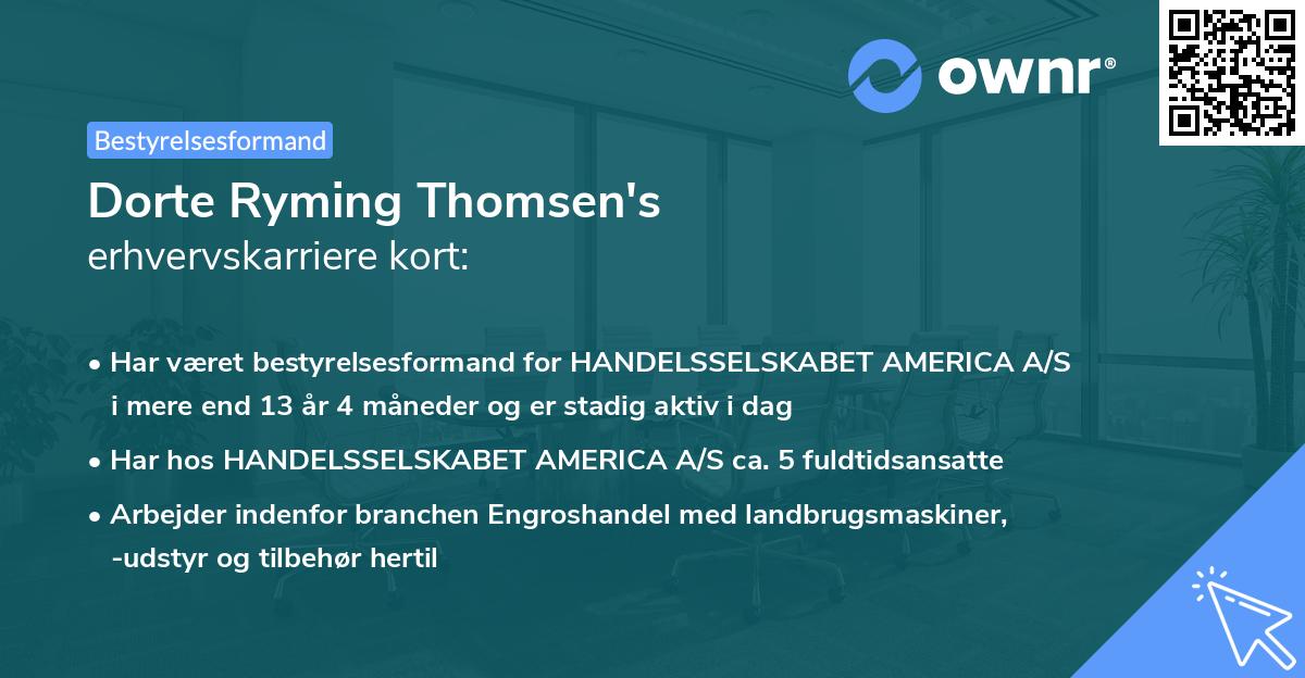Dorte Ryming Thomsen's erhvervskarriere kort