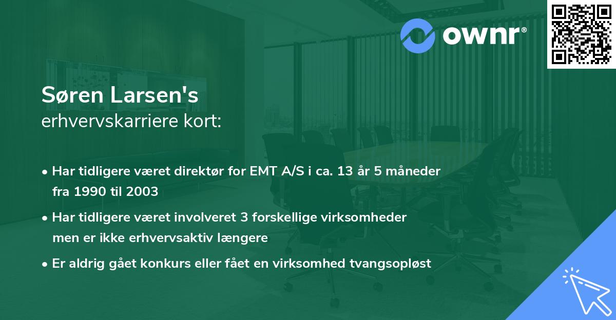 Søren Larsen's erhvervskarriere kort