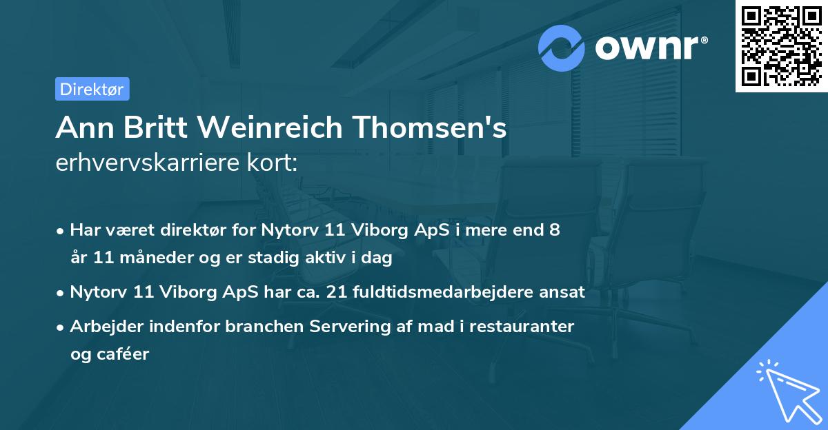 Ann Britt Weinreich Thomsen's erhvervskarriere kort