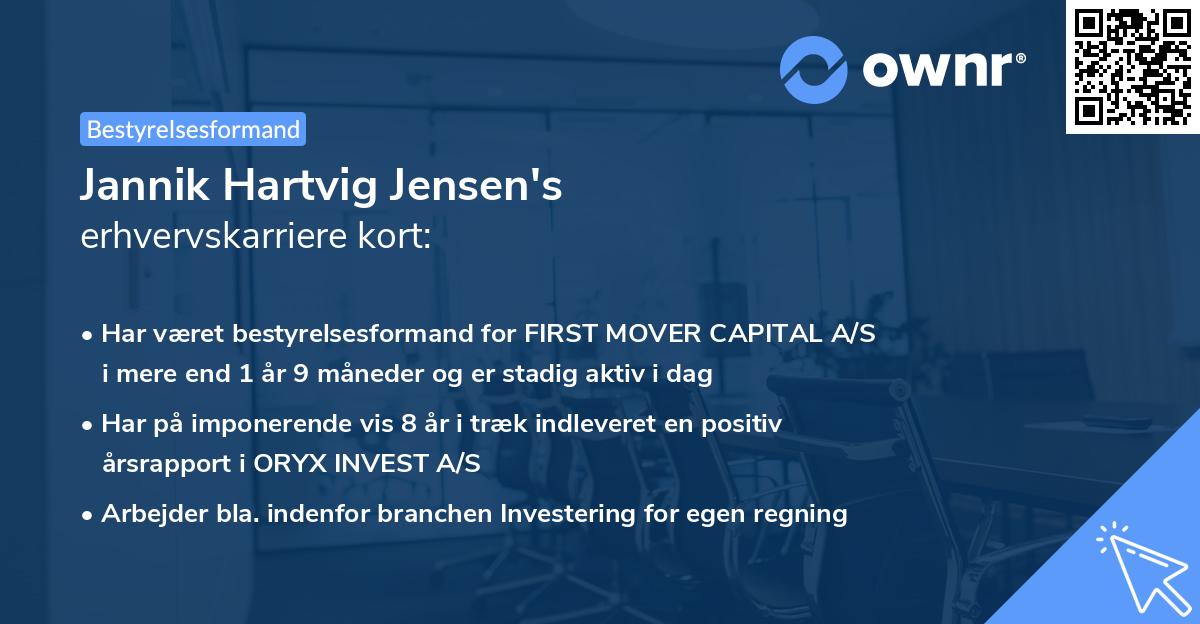 Jannik Hartvig Jensen's erhvervskarriere kort