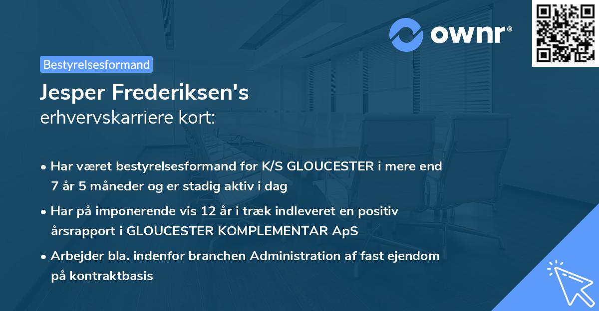 Jesper Frederiksen's erhvervskarriere kort