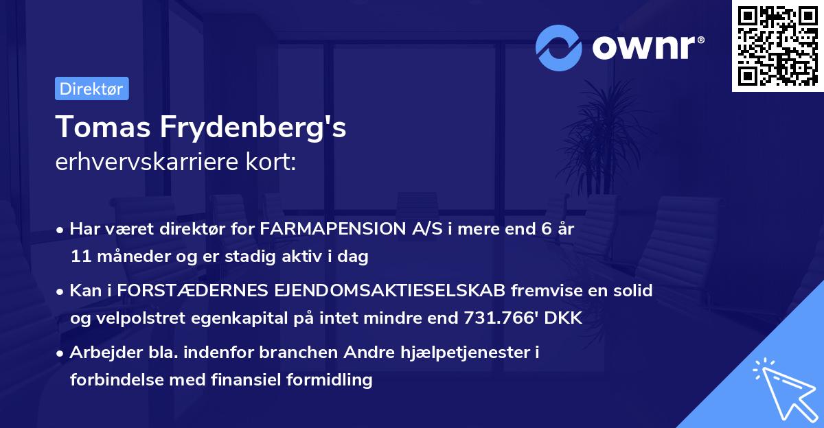 Tomas Frydenberg's erhvervskarriere kort