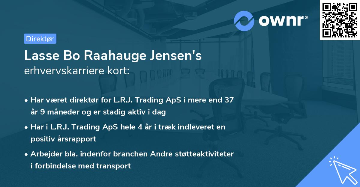 Lasse Bo Raahauge Jensen's erhvervskarriere kort