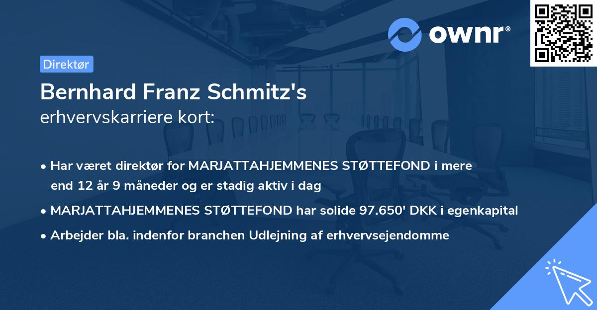 Bernhard Franz Schmitz's erhvervskarriere kort