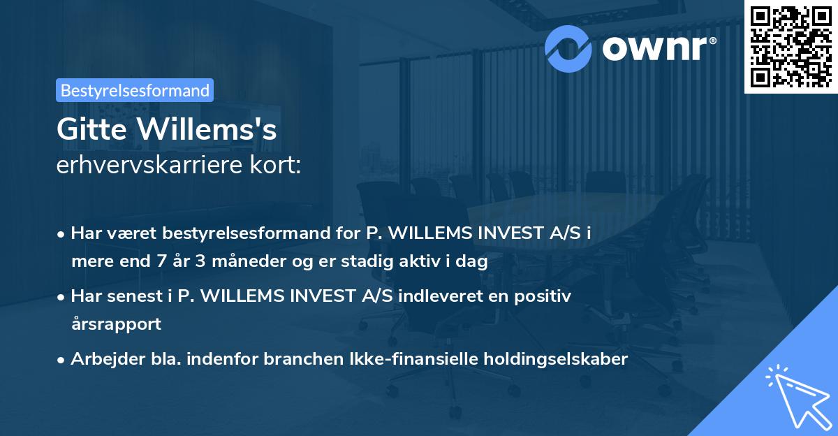 Gitte Willems's erhvervskarriere kort