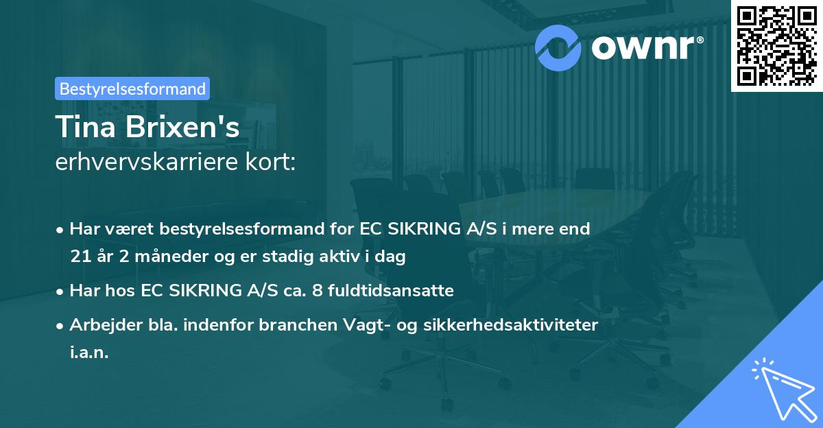Tina Brixen's erhvervskarriere kort