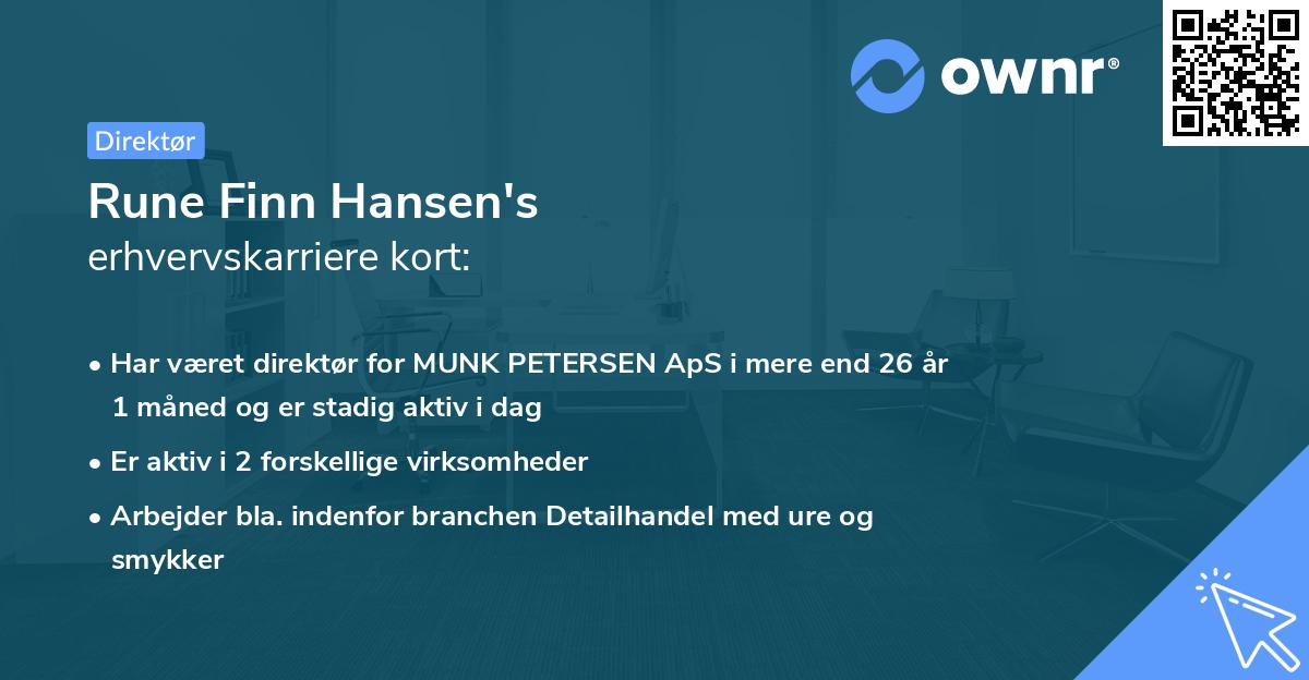 Rune Finn Hansen's erhvervskarriere kort