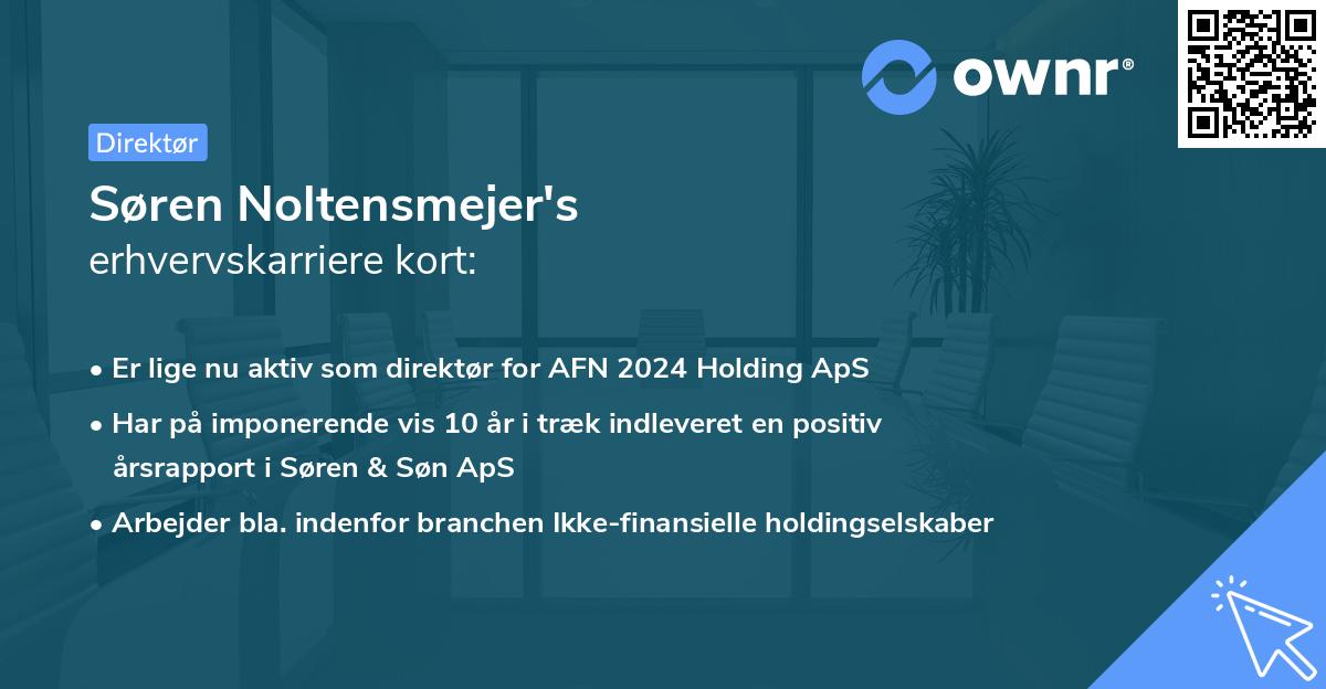 Søren Noltensmejer's erhvervskarriere kort