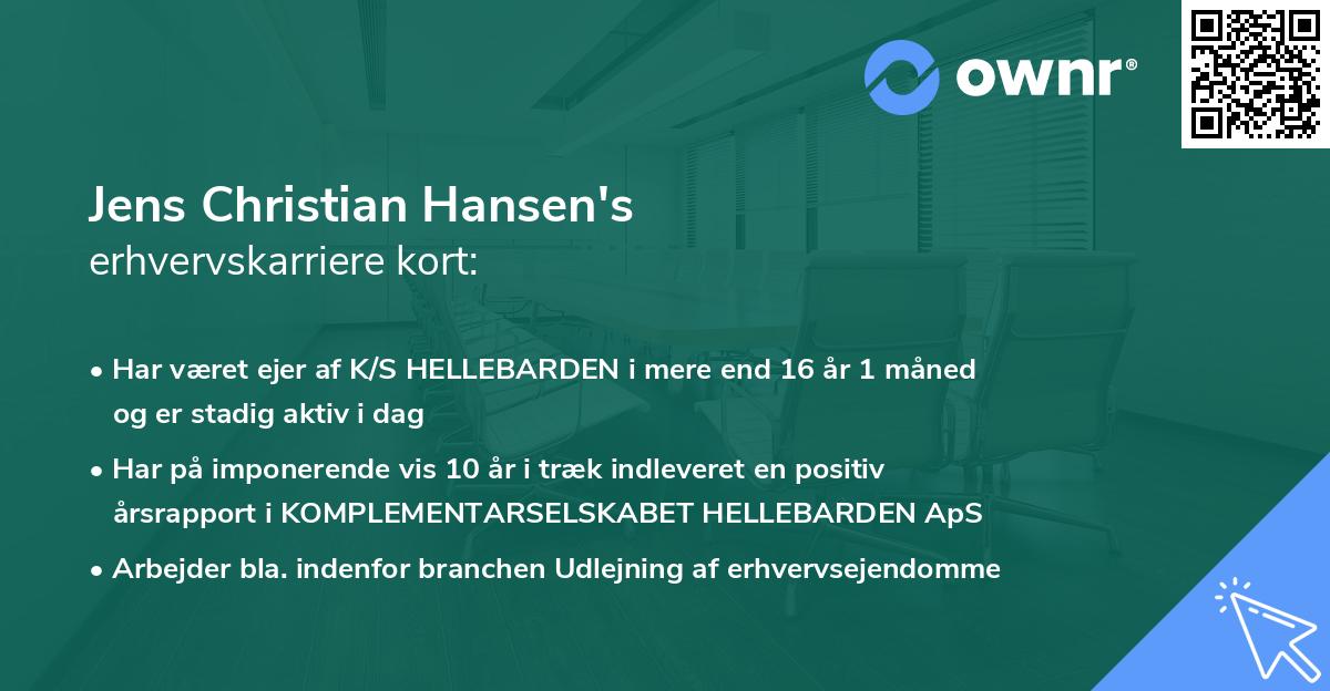 Jens Christian Hansen's erhvervskarriere kort