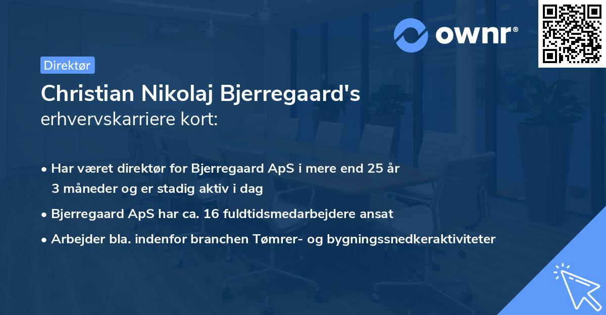 Christian Nikolaj Bjerregaard's erhvervskarriere kort