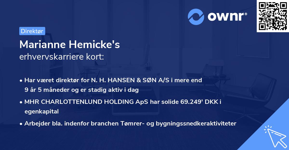 Marianne Hemicke's erhvervskarriere kort