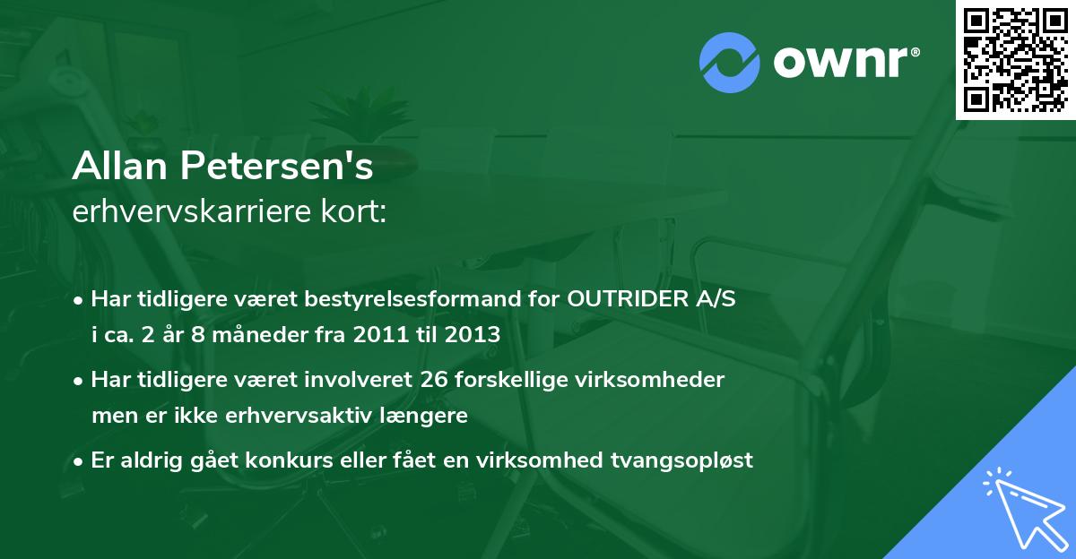 Allan Petersen's erhvervskarriere kort