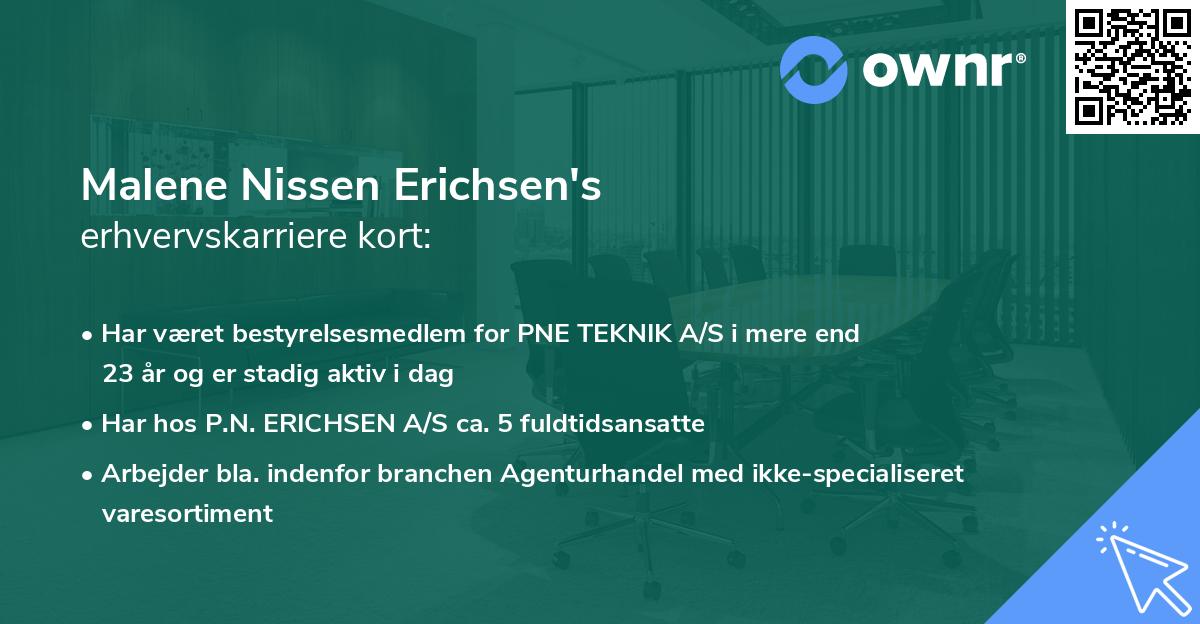 Malene Nissen Erichsen's erhvervskarriere kort