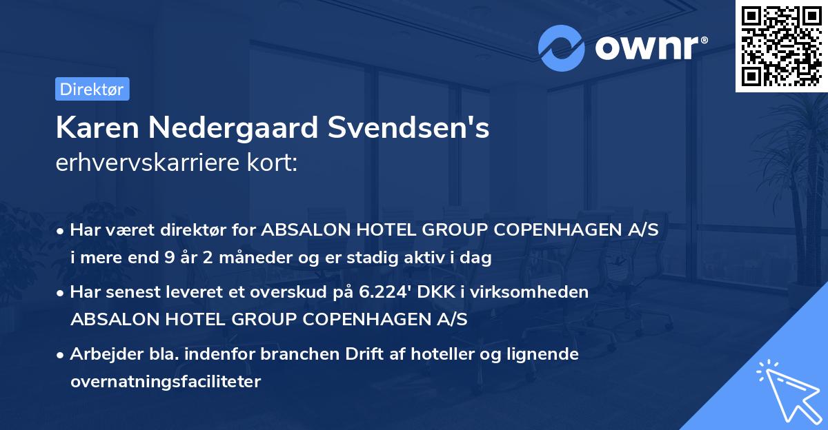 Karen Nedergaard Svendsen's erhvervskarriere kort