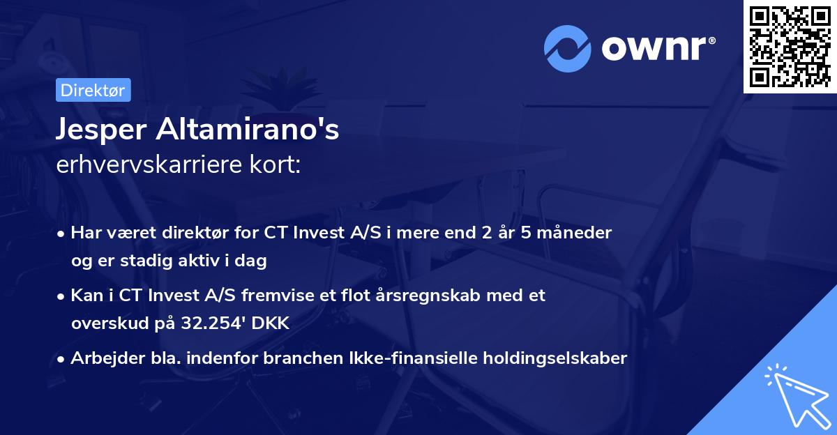 Jesper Altamirano's erhvervskarriere kort