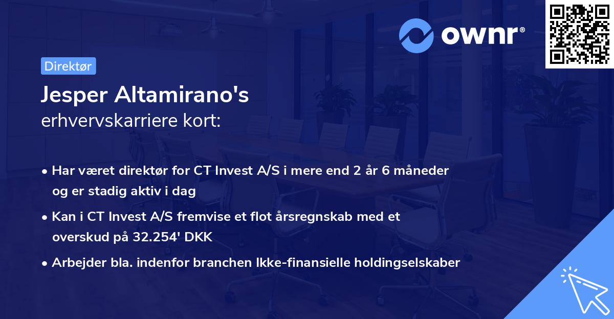Jesper Altamirano's erhvervskarriere kort
