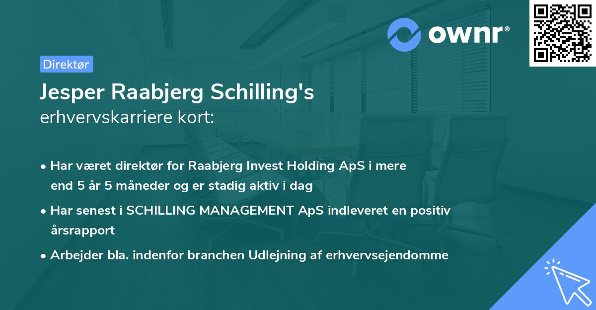 Jesper Raabjerg Schilling's erhvervskarriere kort