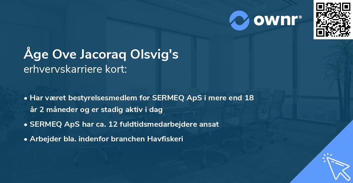 Åge Ove Jacoraq Olsvig's erhvervskarriere kort