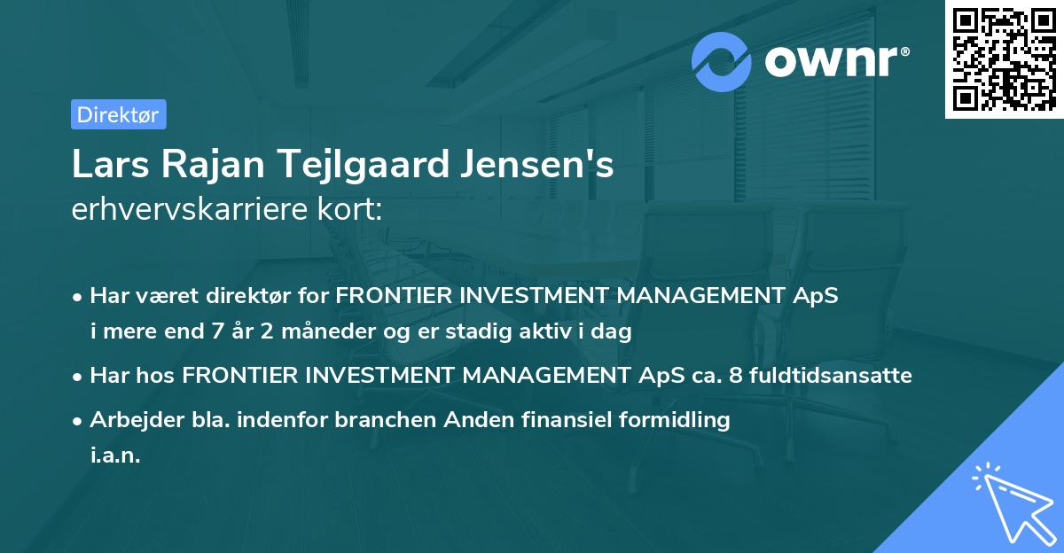 Lars Rajan Tejlgaard Jensen's erhvervskarriere kort