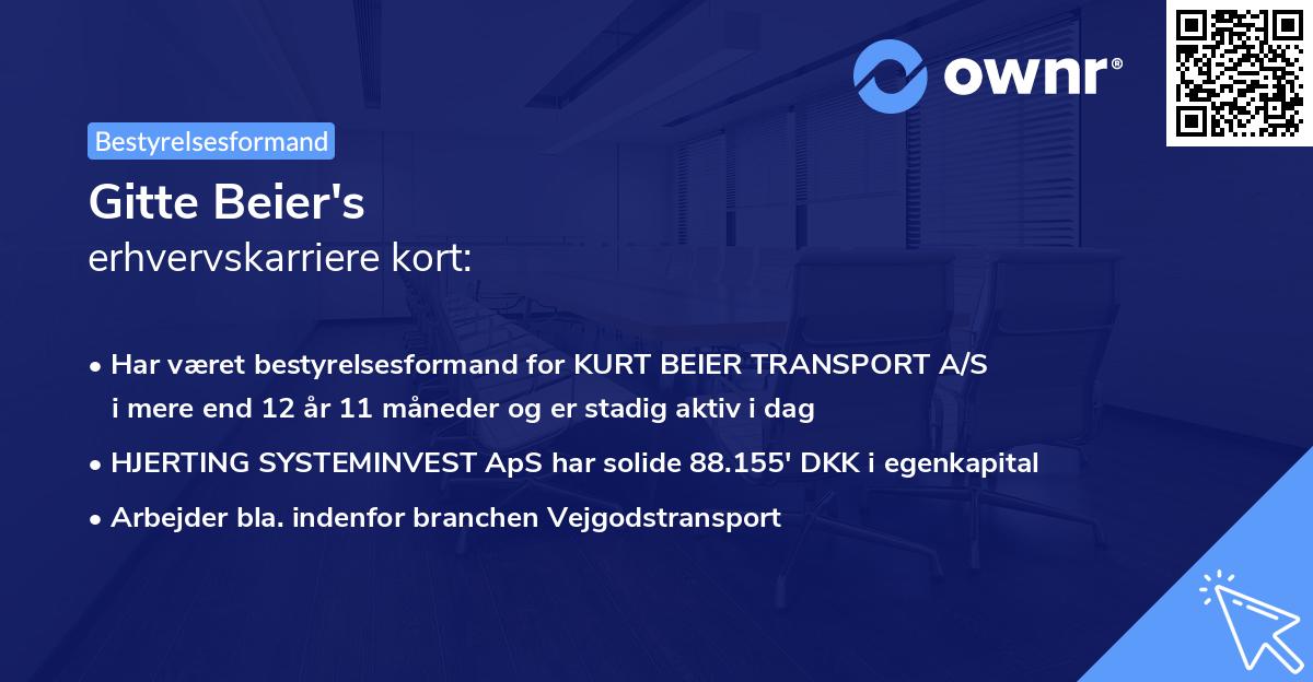 Gitte Beier's erhvervskarriere kort