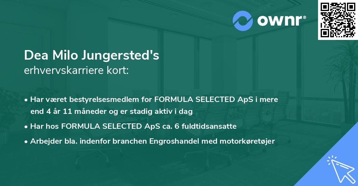 Dea Milo Jungersted's erhvervskarriere kort