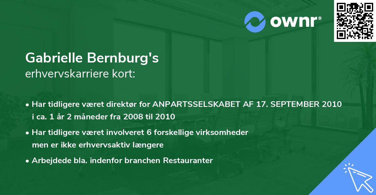 Gabrielle Bernburg's erhvervskarriere kort
