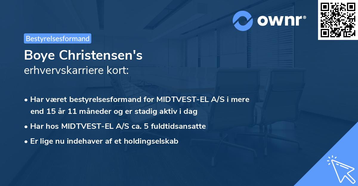 Boye Christensen's erhvervskarriere kort