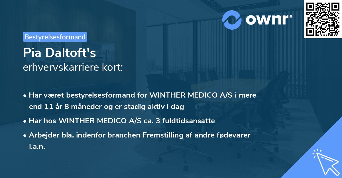 Pia Daltoft's erhvervskarriere kort