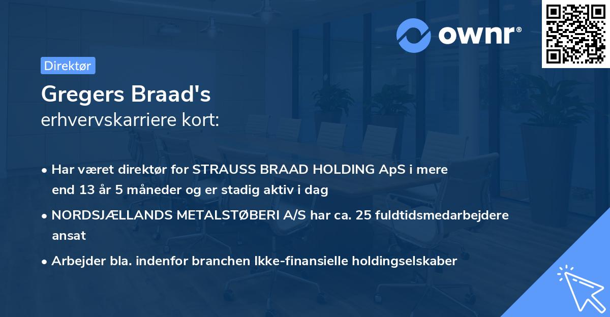 Gregers Braad's erhvervskarriere kort