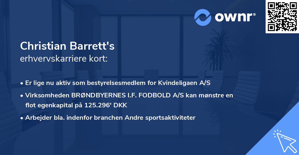 Christian Barrett's erhvervskarriere kort